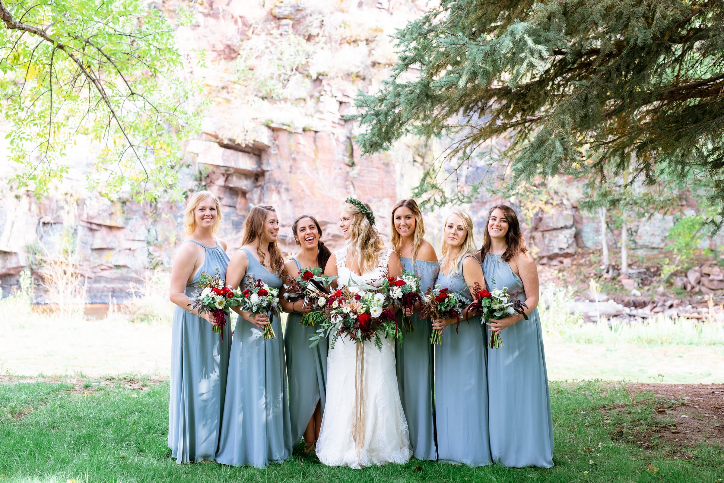 Slate blue Bridesmaids dresses | Josie V Photography
